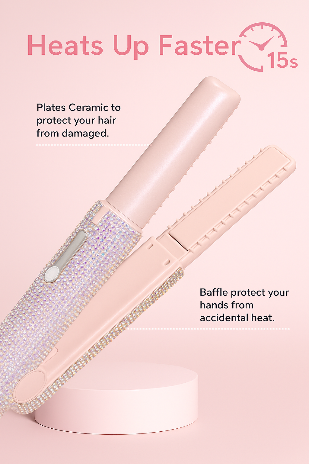 Beauty Portable Rechargeable Diamond Hair Straightener