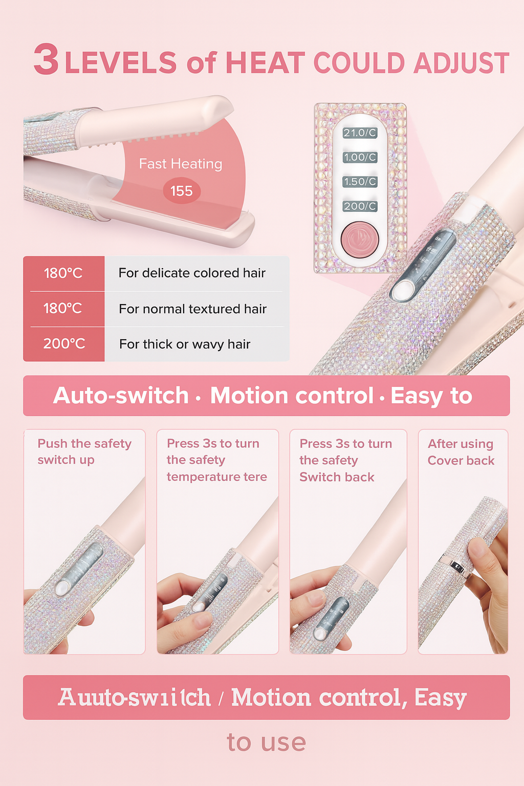 Beauty Portable Rechargeable Diamond Hair Straightener